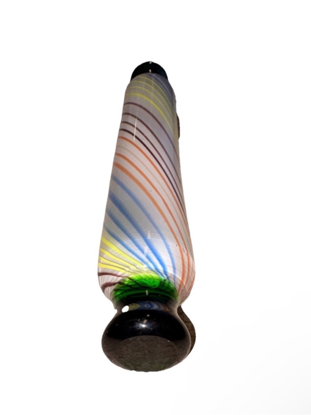 Handblown Glass Rolling Pin  with Multicolor Swirl - Picture 3 of 7